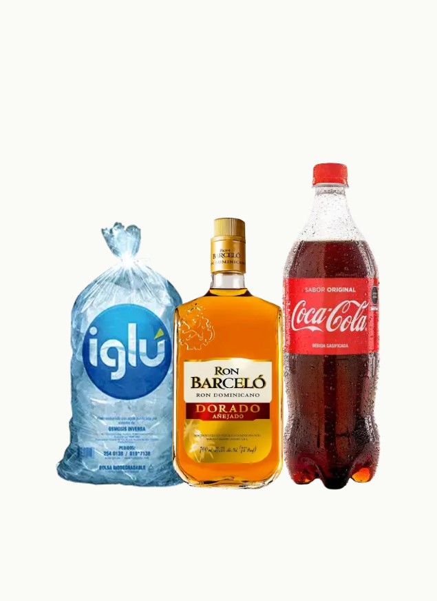 COMBO BARCELO DORADO 750 ML + COCA COLA  1.5 LT + HIELO DE 1.5KG SKU 150037054